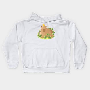 Capybara and bird illustration Kids Hoodie